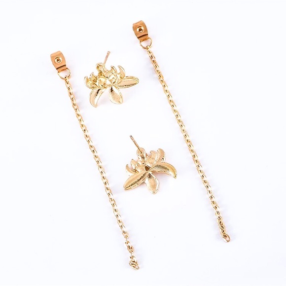 🔴5/$15🔴CLEARANCE Long Lotus Jacket Earrings NEW - Picture 5 of 8